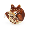 Sleeping Enamel Fox with Jeweled Tail Brooch