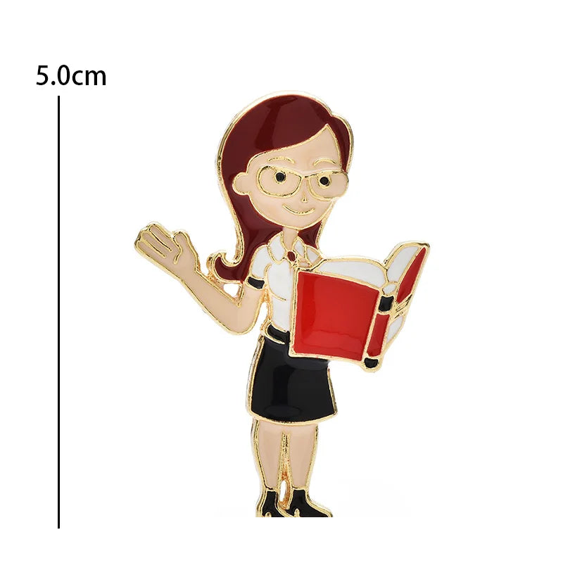 Enamel Reading Teacher Brooch