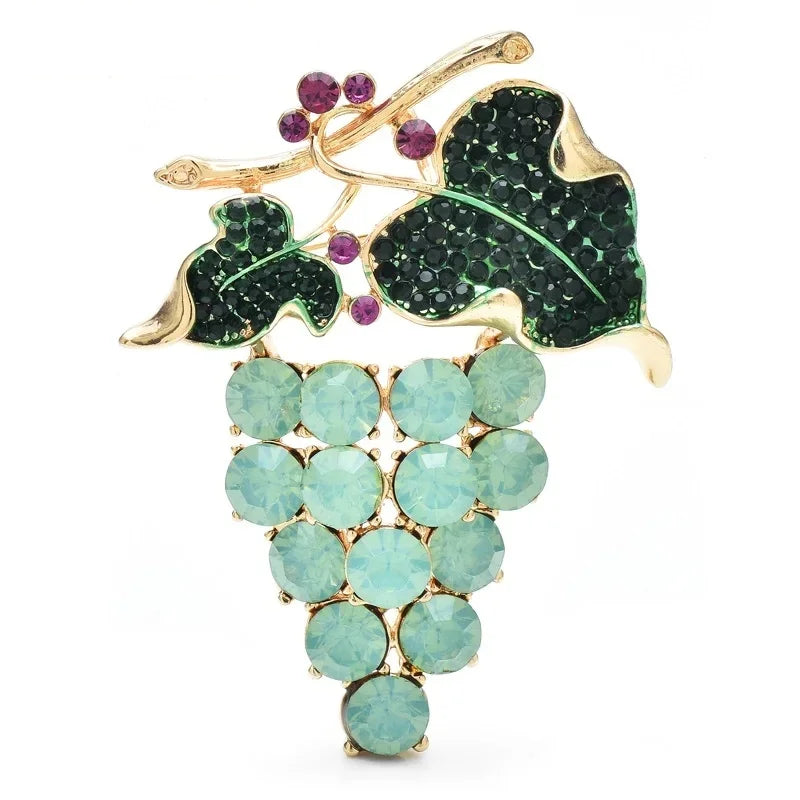 Enamel Botanical and Animal Motif Brooch