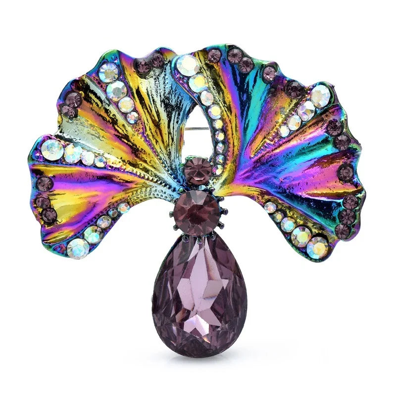 Iridescent Botanical and Butterfly Brooch