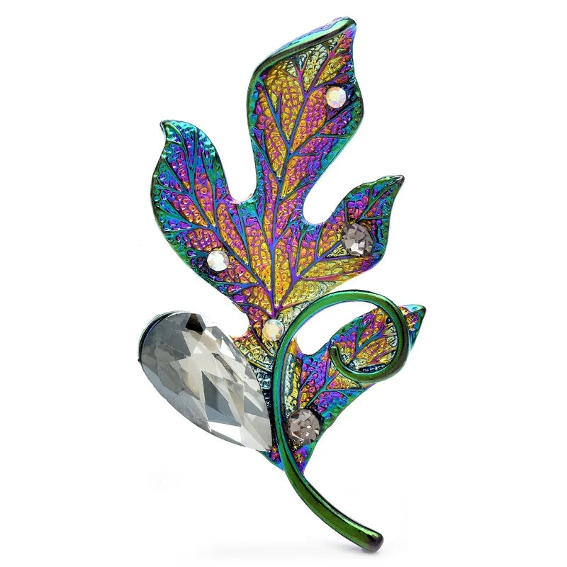 Iridescent Botanical and Butterfly Brooch