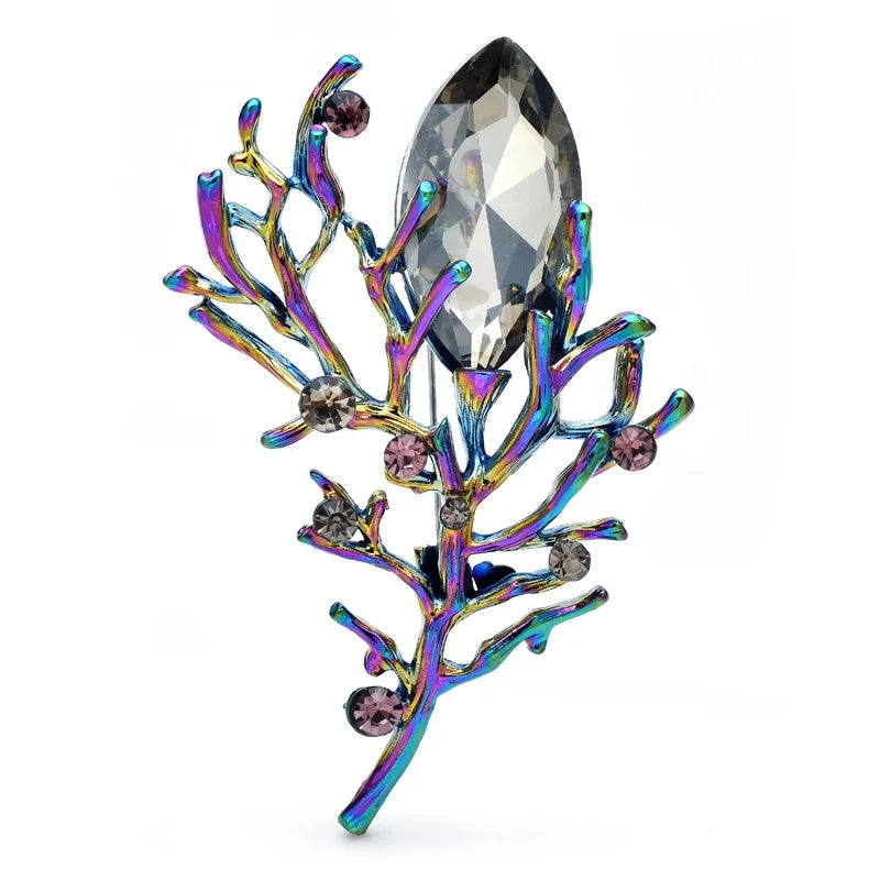 Iridescent Botanical and Butterfly Brooch