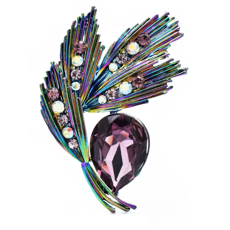 Iridescent Botanical and Butterfly Brooch