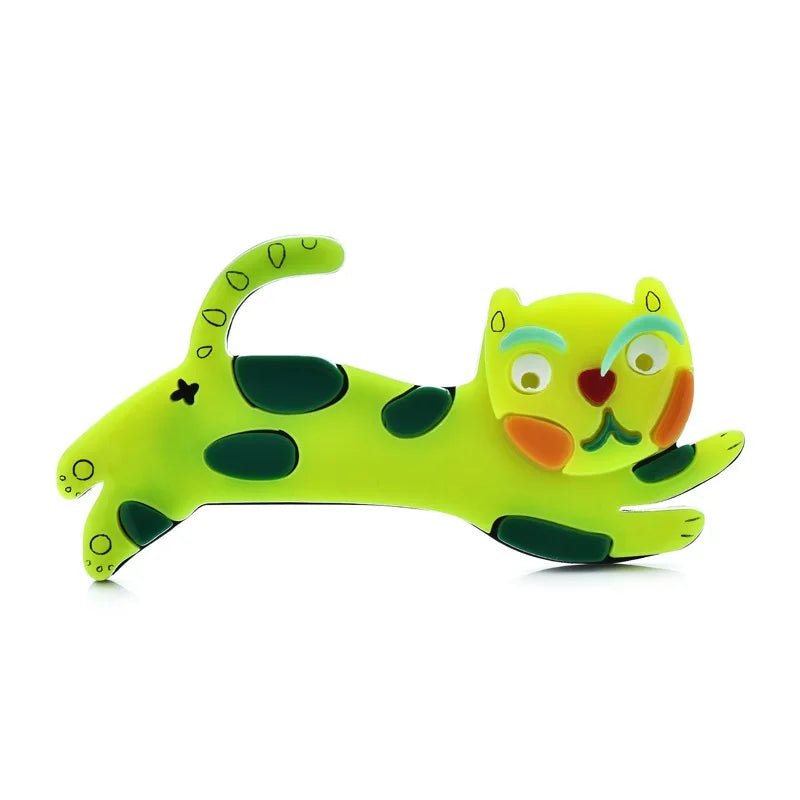 Colorful Acrylic Cartoon Cat Brooch