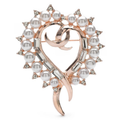 Pearl-Look Heart with Interlocking Letters Brooch