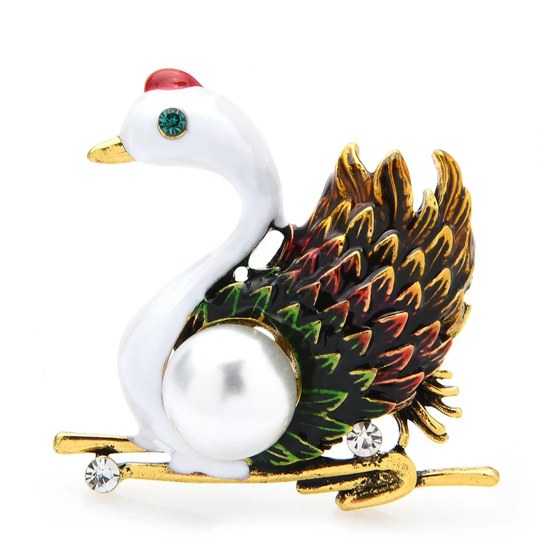 Eclectic Enamel and Jeweled Motif Brooch