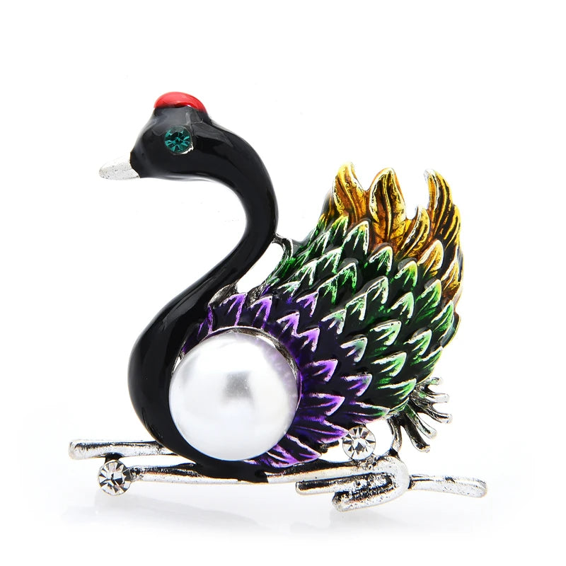 Eclectic Enamel and Jeweled Motif Brooch
