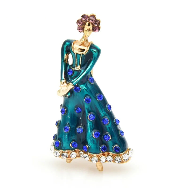 Eclectic Enamel and Jeweled Motif Brooch