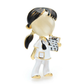 Dark-Haired Doctor with Clipboard Brooch