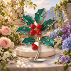 Birth Flower Garden Motif Brooch styled in a thematic scene