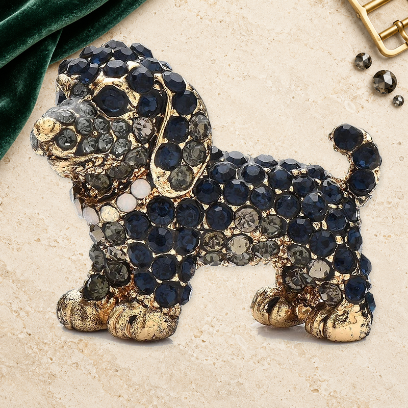 Black Rhinestone Puppy Dog Brooch styled product image
