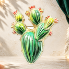 Blooming Prickly Pear Cactus Brooch styled ivory evergreen and gold background