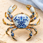 Detailed Crab with Decorative Shell Brooch — styled background