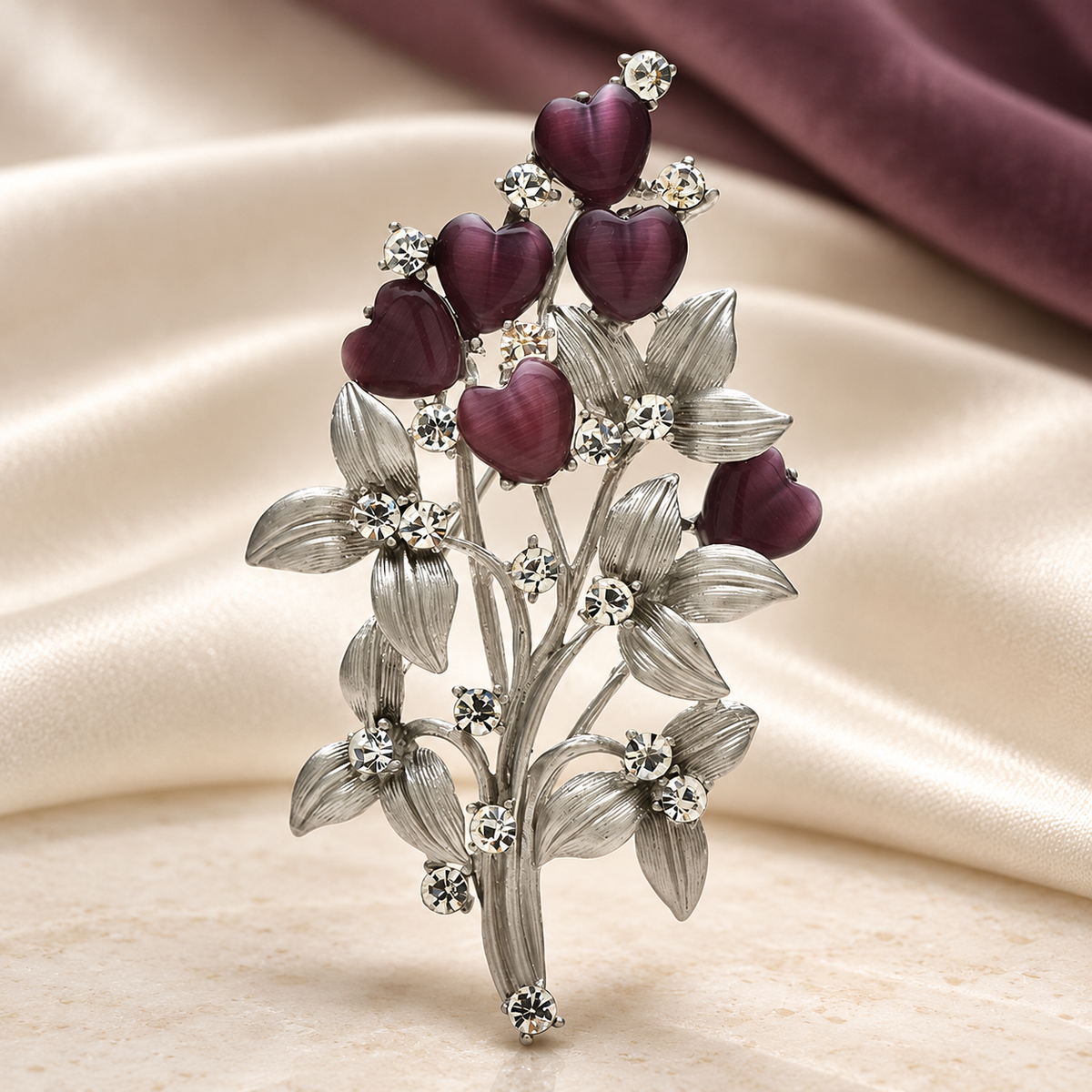 Pearlescent Flower Spray Brooch — styled background