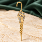Vintage-Style Jeweled Umbrella Brooch — styled background