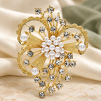 Openwork Flower with Pearl-Look Cluster Brooch — styled background
