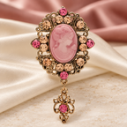 Vintage-Style Cameo Portrait with Pendant Brooch — styled background