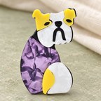 Layered Acrylic Bulldog Brooch — styled background