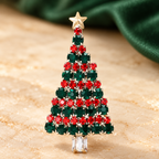 Rhinestone Christmas Tree with Star Brooch — styled background