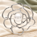 Openwork Rose with Pearl-Look Center Brooch — styled background
