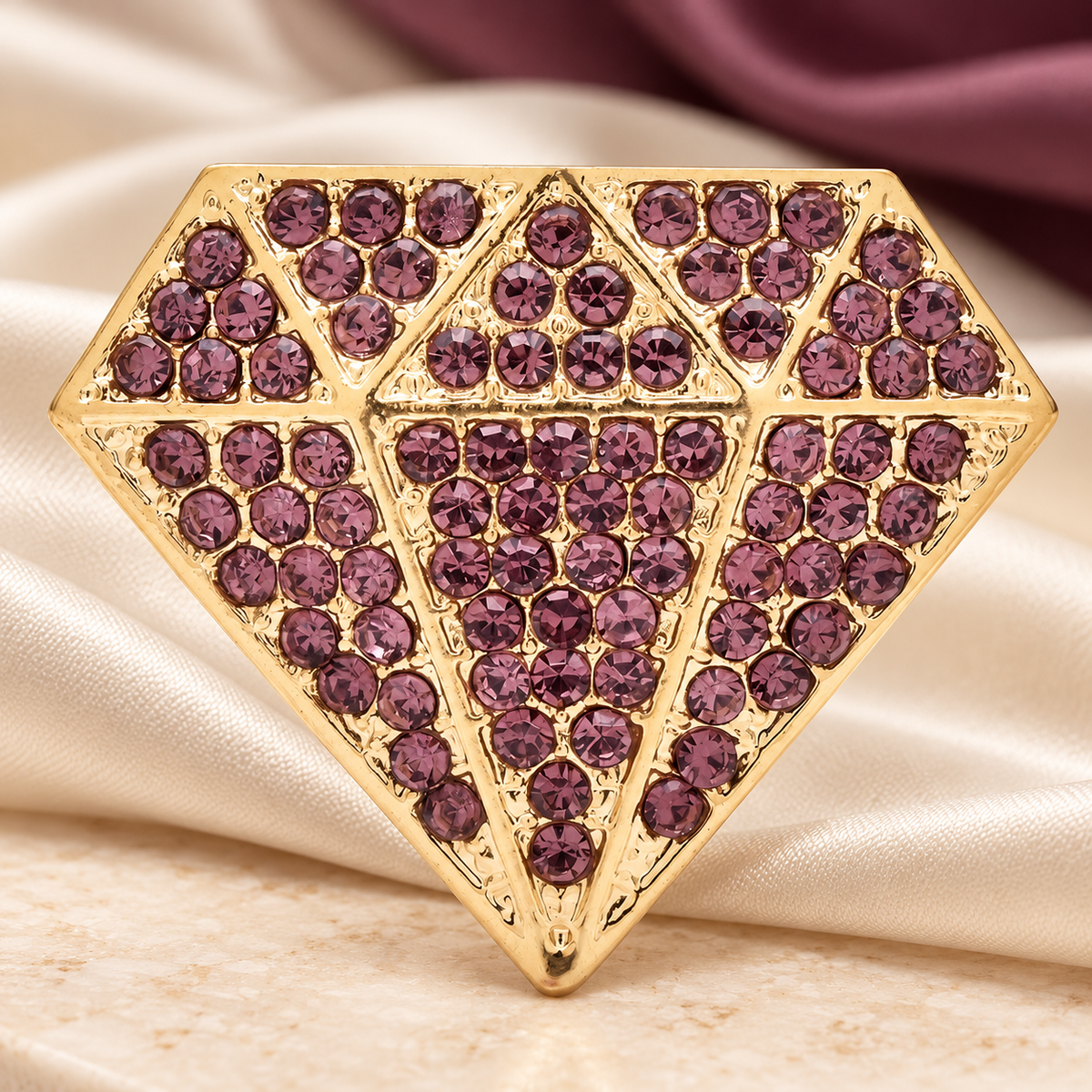 Rhinestone Diamond Silhouette Brooch — styled background