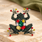 Jeweled Frog with Multicolor Accents Brooch — styled background