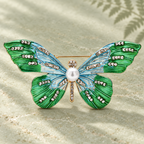 Enamel Butterfly with Sparkling Wing Stripes Brooch — styled background