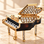 Jeweled Grand Piano with Enamel Body Brooch — styled background