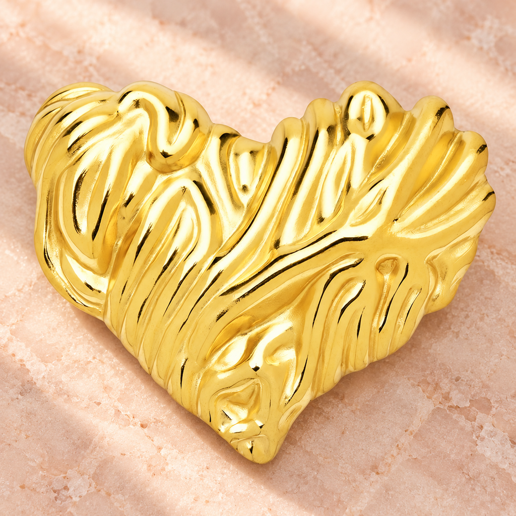 Textured Love Heart Brooch — styled background
