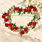 Jeweled Floral Heart Wreath Brooch — styled background