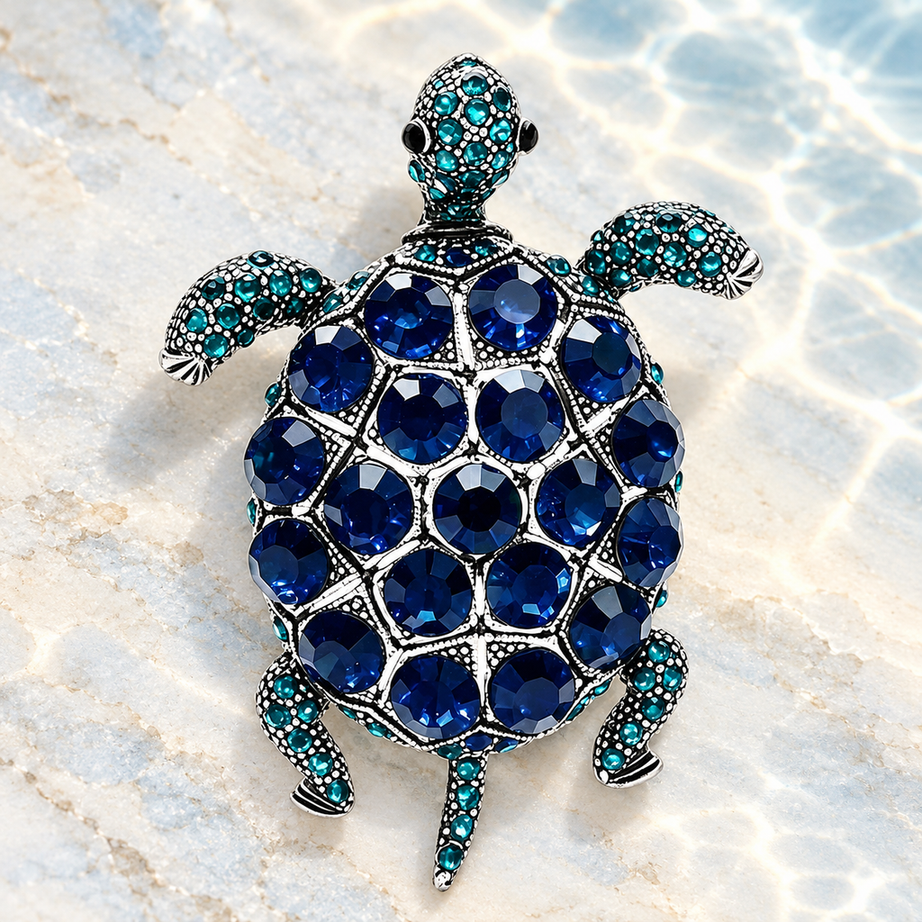 Jeweled Sea Turtle Brooch — styled background