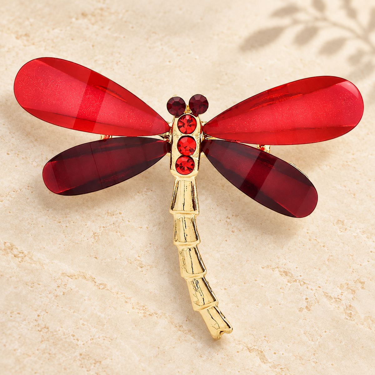 Enamel Dragonfly with Jewel Body Brooch — styled background