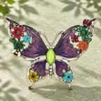 Vintage-Style Floral Enamel Butterfly Brooch — styled background