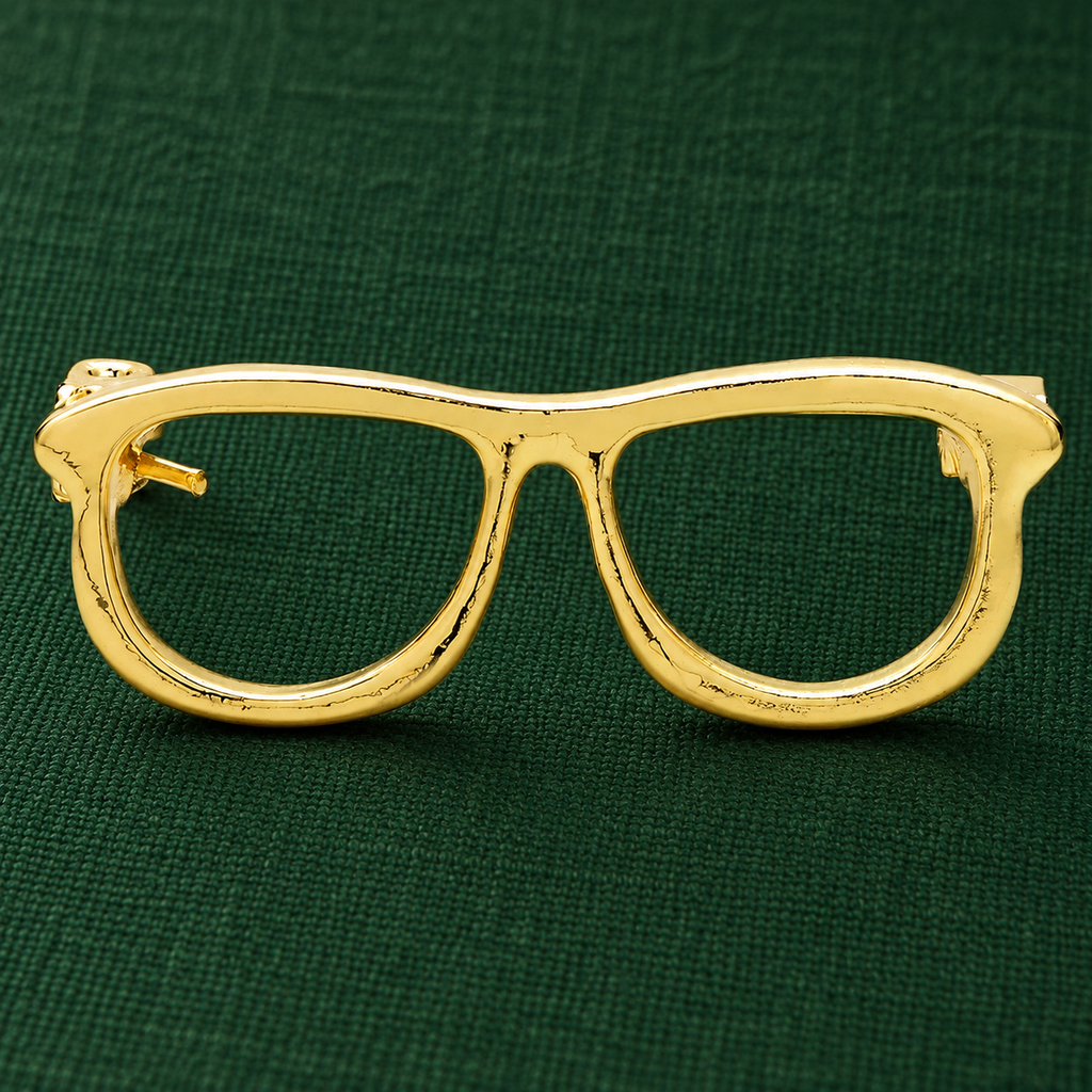 Polished Eyeglasses Frame Brooch — styled background