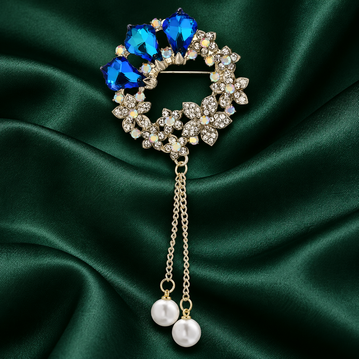 Decorative Bird and Botanical Statement Brooch — styled background