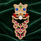 Jeweled Lion with Pearl-Look Accent Brooch — styled background