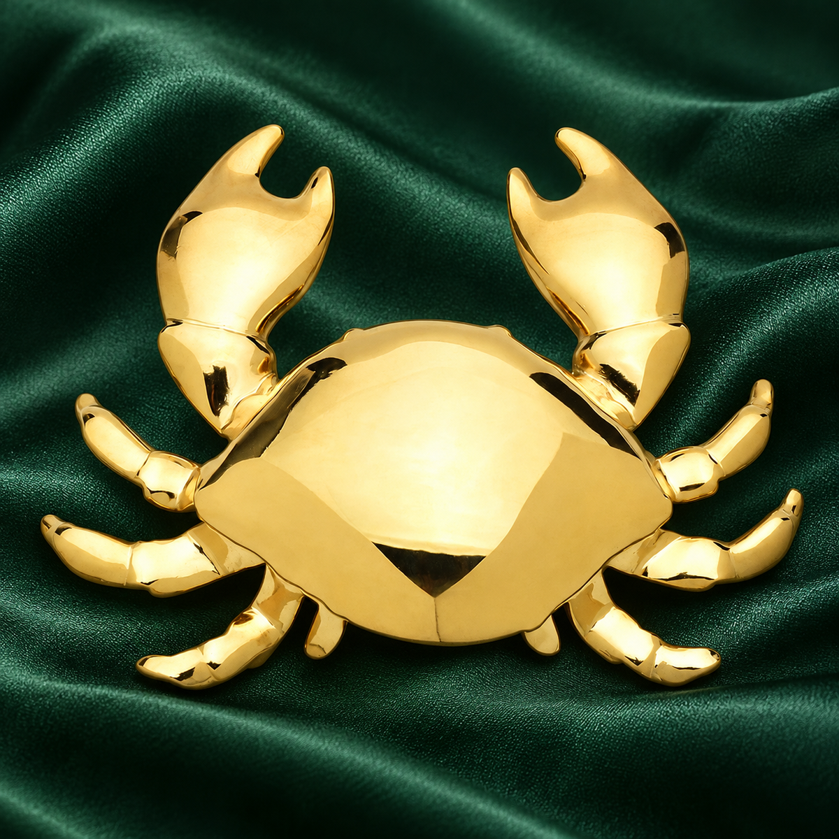 Polished Metal Crab Brooch — styled background