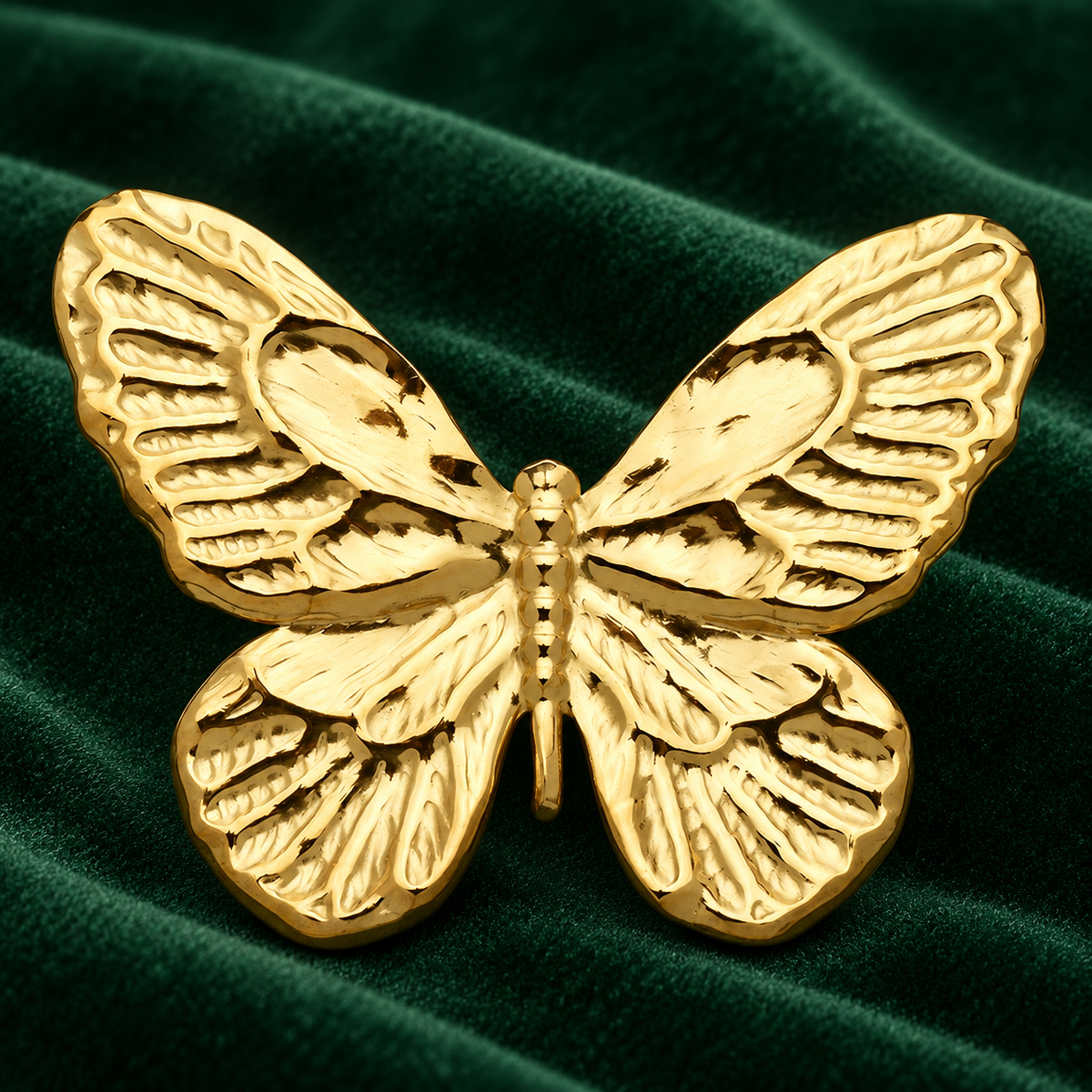 Textured Wings Butterfly Brooch — styled background