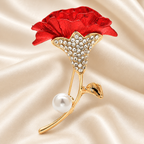 Ruffled Enamel Flower with Pearl-Look Accent Brooch — styled background