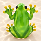Bright Green Enamel Frog Brooch — styled background