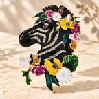 Floral Zebra Head Brooch — styled background