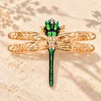 Enamel Dragonfly with Jeweled Wings Brooch — styled background