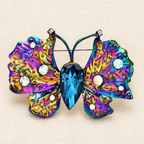 Iridescent Enamel Butterfly with Rhinestones Brooch — styled background