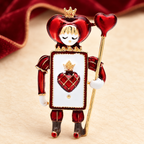 Playing Card Soldier with Heart Scepter Brooch — styled background