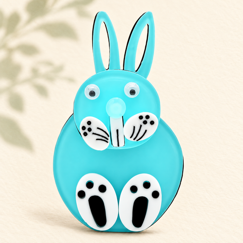 Articulated Acrylic Rabbit Brooch — styled background