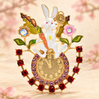 White Rabbit with Pocket Watch Brooch — styled background