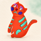 Colorful Acrylic Cartoon Cat Brooch — styled background
