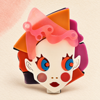 Layered Acrylic Clown Face Brooch — styled background