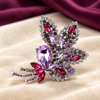Large Jeweled Leaf Bouquet Brooch — styled background