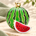 Whole Watermelon with Red Slice Brooch — styled background
